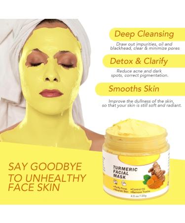 Turmeric Clay Mask - Face Mask - Face Masks Skincare for Deep Cleaning Nourishing Moisturizing - Face Care - Face Masks Beauty for Controlling Oil & Refining Pores - Skin Care for Anti-Aging & Wrinkle - Buy Online on GoSupps.com