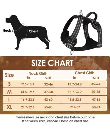 Large Black No-Pull Dog Harness with Front Clip - Comfortable & Heavy Duty - Reflective - for Outdoor Training - Neck 42-60cm, Chest 47-86cm - Buy Online on GoSupps.com