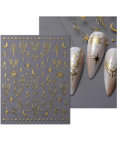 JMEOWIO Aurora Holographic Moon Star Nail Art Stickers - 8 Sheets, Self-Adhesive Design Decoration for Colorful Nails - Buy Online on GoSupps.com