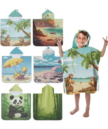 Aiorber Children's Bathing Poncho | Microfiber Hooded Bath Towel for Ages 1-6 | Soft Absorbent Monkey Pattern Towel for Boys & Girls | 60x60cm Gold-17 - Buy Online on GoSupps.com