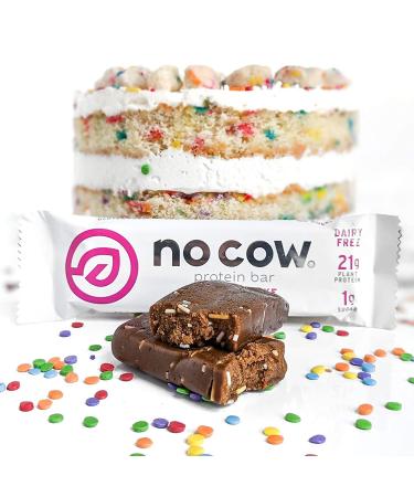 No Cow High Protein Bars Birthday Cake 21g Plant Based Vegan Protein Keto Friendly Low Sugar Low Carb Low Calorie Gluten Free Naturally Sweetened Dairy Free Non GMO Kosher 4 Pack - Buy Online on GoSupps.com