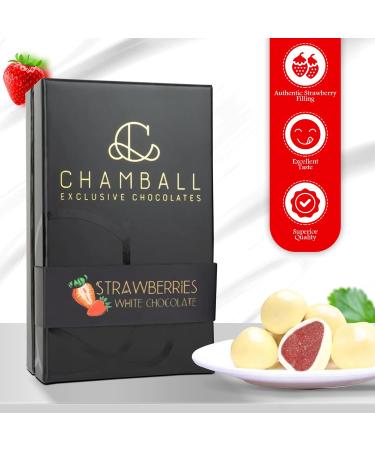 Chamball Fraises Bo te de fraises enrob es de chocolat blanc belge artisanal Bouch e exclusive aux fraises Parfait savourer Assortiment de chocolats Chocolats artisanaux - Buy Online on GoSupps.com