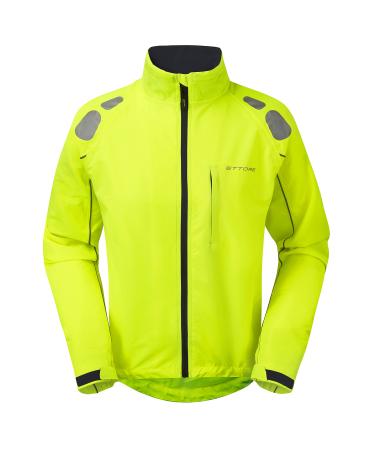 Ettore Waterproof Breathable Men's Cycling Jacket High Visibility Hi-Vis - Yellow - Night Eagle II - L