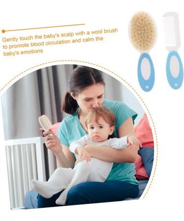 Toyvian 6 Pcs Baby Brush Set - Baby Bath Shower Head Shampoo & Hair Comb Set | Silicone Hair Scrubber & Wool Brush | Infant Hair Care Kit | Blue - 3pcs 14x5cm - Buy Online on GoSupps.com