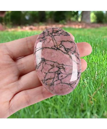 Xiannvxi Rhodonite Crystal Stone - Polished Oval Palm Pocket Massage & Reiki Healing Gemstone - Natural Worry Stone (1pc) - International Shipping - Buy Online on GoSupps.com