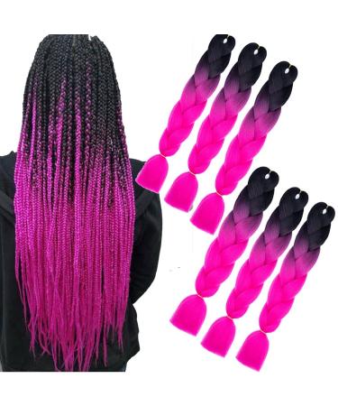 KanCalon art hair hair braids extensions pink ombre 6 pieces jumbo braids hair extension 24 "afro braids box braid for crochet hair for braiding (black rose) b7 - Buy Online on GoSupps.com
