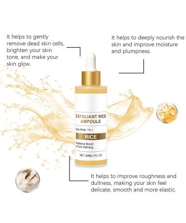 Exfoliating Rice Ampoule Rice Serum for Gentle Face Peel Dead Skin Remover Pore Minimizing & Deep Hydration Exfoliant with Hyaluronic Acid for Glowing Skin All Skin Types (White Rice 30ml) White Rice 1 Fl Oz (Pack of 1) - Buy Online on GoSupps.com