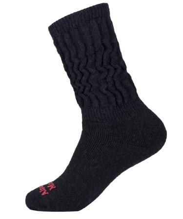 Alpacas of Montana Therapeutic Alpaca Socks - Mid Calf - Diabetic Neuropathy Large Calves - 5 Colors (Black Large)