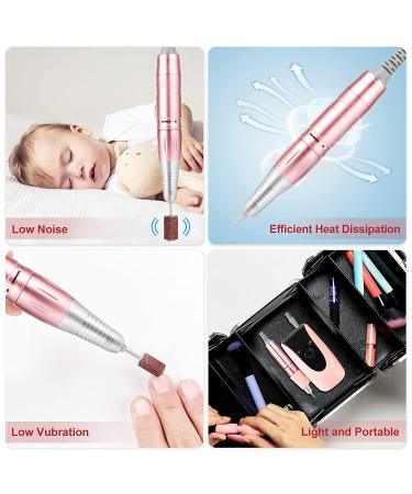 Rechargeable 35000 RPM Nail Drill - Portable Electric File for Acrylic & Gel Nails | Manicure & Pedicure Tool with 11Pcs Bits - Rose Gold - Buy Online on GoSupps.com