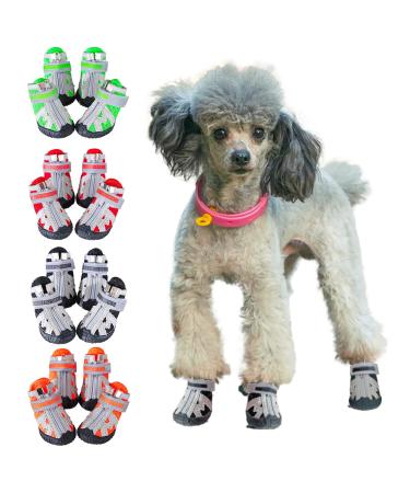 Dog Shoes for Small Dogs Boots,Mesh Breathable Dog Shoes with Reflective Straps,Puppy Booties with Anti-Slip Sole,Paw Protector for Outdoor Winter Snow Hot Pavement Hiking 4Pcs(GX02-black-size3) black #3