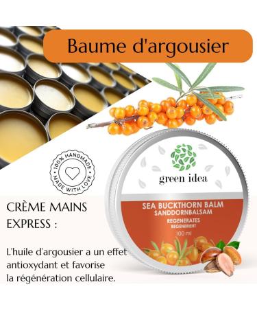 GREEN IDEA Sea Buckthorn Balm Hand Cream Natural Cosmetics Moisturizing Cream Intensive Protection of Skin and Nail Bed Regenerating and Soothing Effect 100ml - Buy Online on GoSupps.com