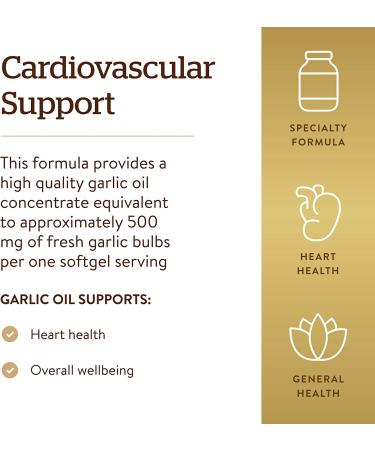 Solgar Garlic Oil Perles 250 Softgels - Natural Cardiovascular Support - Reduced Odor - Gluten Free - Dairy Free - Buy Online on GoSupps.com
