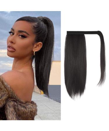 FESHFEN Straight Ponytail Extension Natural Long Ponytails Wrap Around Clip in Pony Tails Hair Piece Synthetic Hairpieces for Women Girls Dark Brown 14 inch 14 Inch (Pack of 1) Dark Brown 4#-Wrap Around