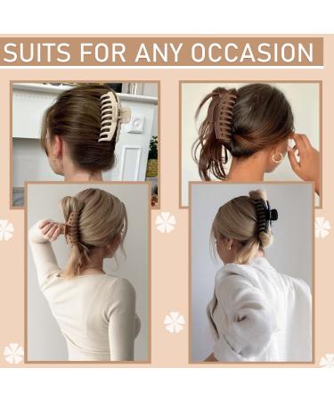 8 Pcs Nonslip Hair Claw Clips for Women and Girls - Strong Hold Matte Claw Clips - Vintage Jaw Clips in Cream, Beige, Dark Brown, Black - Buy Online on GoSupps.com