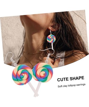 Holibanna 8 Pcs Large Dangle Earrings for Women Ear Decorations Polymer Clay Earrings Lollipop Earrings Turquoise Hoop Earrings for Women Creative Earrings Thick Circle Cane 3X5.3CMx2pcs Assorted Color 4x2pcs - Buy Online on GoSupps.com