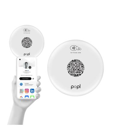 Popl XL Digital Business Card - Smart NFC Sign Sticker - Instantly Share Contact Info, Social Media, Payment, Apps & More - Compatible with iPhone and Android - Features NFC Tap & QR Scan (White)