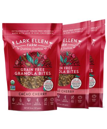 Lark Ellen Farm Grain Free Paleo Granola Bites Certified Organic (Cacao Cherry) (8 oz (3 Pack)) cacao cherry 8 Ounce (Pack of 3)