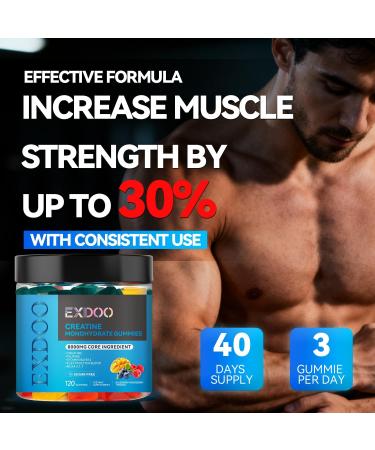 exdoo Creatine Monohydrate Gummies Complex 8000mg for Men and Women Creatine with Taurine BCAA Electrolyte for Strength Energy&Muscle Support Pre-Workout Gummies Sugar Free 120pcs - Buy Online on GoSupps.com