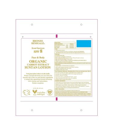 Bronzo Sensuale SPF 8 Deep Golden Tanning Organic Carrot Lotion 8.5 oz - Sunscreen - Buy Online on GoSupps.com