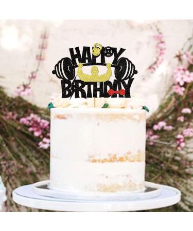 Blumomon 1Pc Glitter Gym Theme Birthday Cake Topper Weight Lifting Cake Decoration for Men Boy Weight Lifting Gym Fitness Themed Birthday Party Supplies Fitness-1 - Buy Online on GoSupps.com