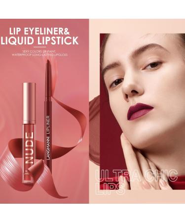 LANGMANNI 6 Matte Lipstick with 6 Lipliners Durable Makeup Set Long-Lasting Non-Stick Cup Not Fade Waterproof Pigmented Velvet Lipgloss Kit Beauty Cosmetics Makeup Gift for Girls (#B) - Buy Online on GoSupps.com