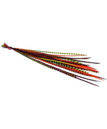 25 Real Feather Hair Extensions 7-9 inch Short Skinny + Rings/Loop (Sunburst) - One Fine Day Feathers - Buy Online on GoSupps.com