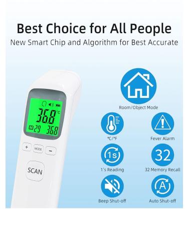 Infrared Digital Thermometer for Adults and Babies - Non-Contact, Fever Alarm, Accurate Reading, LCD Screen - Memory Function - Buy Online on GoSupps.com