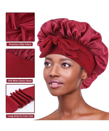 Silk Satin Bonnet Set for Black Women - 2 Pack Hair Bonnets for Sleeping and Curly Hair Protection - Buy Online on GoSupps.com