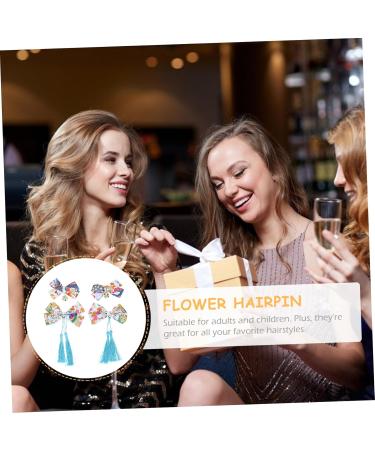 FRCOLOR 2 Pairs hairpin bow hair accessories tassel hair accessories hair catch barrette traditional tassel barrettes pearl bow clips for women child polyester ponytail Princess - Buy Online on GoSupps.com