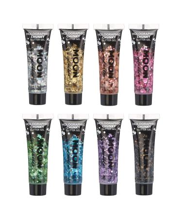 B-Creative Lune Glitter Holographic Glitter Gel for Face and Body 12ml Set of 8 Colors Glitter Paint