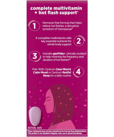 Centrum Complete Multivitamin Supplement + Hot Flash Support Menopause Support Tablets, with Clinically Studied geniVida, 30 Count - Buy Online on GoSupps.com