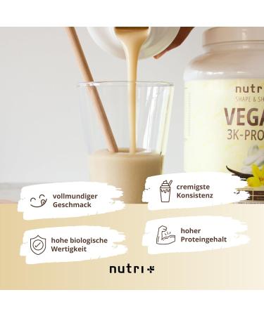 Nutri+ Vegan Protein Powder - 1kg Banana Flavor | 84.1% Vegetable Protein Lactose & Gluten-Free Ideal for Shakes - Buy Online on GoSupps.com