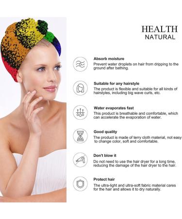 Rainbow Bubbles Microfiber Hair Towel Wrap - Super Absorbent 10x26 Inch Hair Turban for Women - Buy Online on GoSupps.com