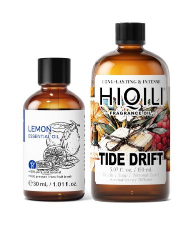 HIQILI 30ML Lemon Essential Oil & 150ML Tide Drift Fragrance Oil for DIY Diffuser