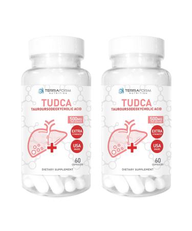 TUDCA 500mg - Pure TUDCA Supplement for Liver Support - Tauroursodeoxycholic Acid Capsules - Bile Salts for Healthy Liver Function & Digestive Support (2) 60 Count (Pack of 2)