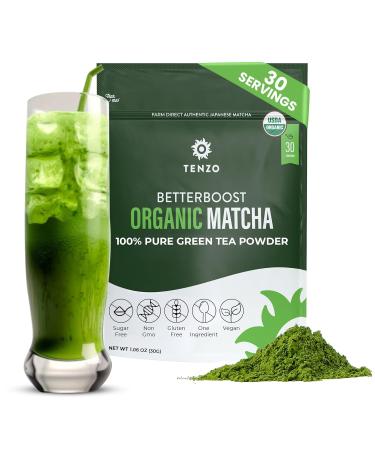 Tenzo Matcha Green Tea Powder USDA Organic Premium Grade Authentic Japanese Matcha Tea Original Matcha Latte Powder - 1.06 Oz