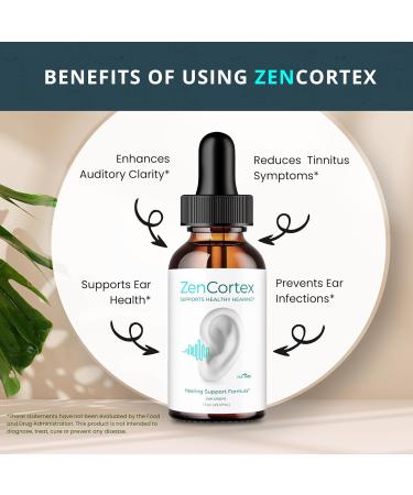ZenCortex Tinnitus Relief Drops - Maximum Strength Ear Treatment for Ringing Ears - 5 Pack - Effective Tinnitus Solution - Buy Online on GoSupps.com
