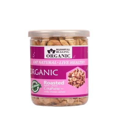Blessfull Healing Organic Natural Vegan Chilly Cheese Roasted Halves/Pieces Cashew Nuts Crunchy Kaju 300 Gram