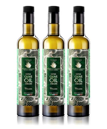 CARAVELLA FINE FOOD Pack of 3 Caravella Classico Extra Virgin Olive Oil 500ml - 100% Italian - Exclusive Gourmet Collection - Cold Extracted - New Fresh Harvest Olive Oil Campaign
