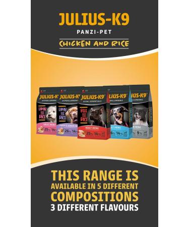 Julius-K9 - Chicken & Rice - Adult Dog Food - Chicken & Rice Based Dog Food - Suitable for All Breeds - 12kg - Buy Online on GoSupps.com