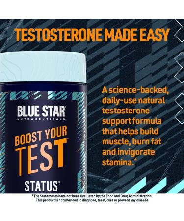 Blue Star Nutraceuticals Status Testosterone Booster for Men | Natural Test Support with KSM 66 Ashwagandha - Boost Stamina Muscle Growth & Energy - 90 Veggie Capsules - Buy Online on GoSupps.com