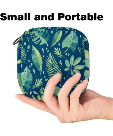 Stylish Menstruation Pad Bag with Zipper - Tropical Palm Green Design | Women's Napkin & Tampon Organizer - Buy Online on GoSupps.com