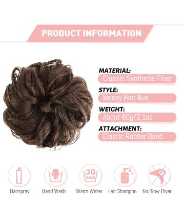 Vlasy Messy Bun Hair Piece Curly Wavy Scrunchie Extension - 60g 8# Synthetic Chignon Accessory Updo for Women and Girls - Buy Online on GoSupps.com