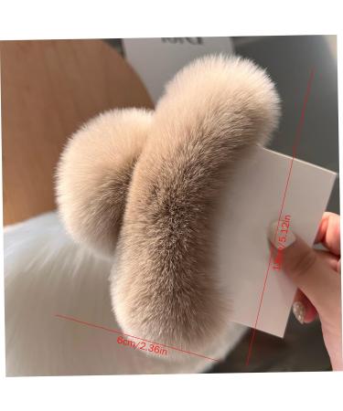 Fluffy Hair Clips 5.1 Inch Large Strong Hold Fuzzy Claw Clip for Thick Hair Nonslip Winter Half Bun Hairpins Hair Jaw Clips Gifts Khaki Barrettes - Buy Online on GoSupps.com