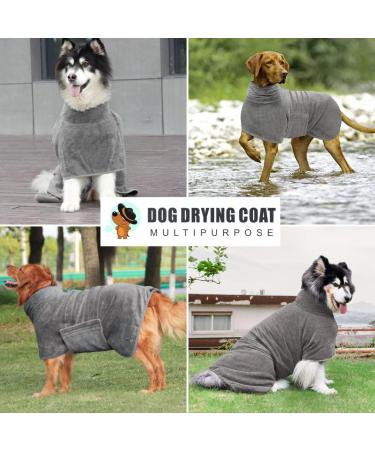 Dolahovy Dog Bathrobe Towel - Super Absorbent Microfiber Drying Coat for Small Medium & Large Dogs - Quick Dry Robe in Gray - Buy Online on GoSupps.com