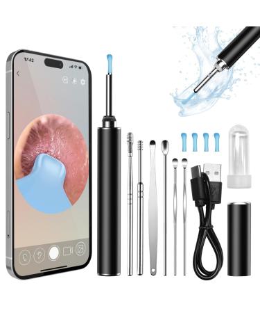 1296P HD ECleaner with Camer Earwax Remover Tool Visual Ear Remover Camera with 6 Silicon Ear Spoons Ear Cleaning Kit for iOS & Android (Black) Balck1