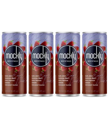 Mockly Earl Diablo Booze-Free Cocktail 4-Pack | Non-Alcoholic Mixer with Earl Grey, Passionfruit, Chili Pepper, and Lemon | Ready To Drink Mocktail for Zero Proof Enjoyment - Buy Online on GoSupps.com