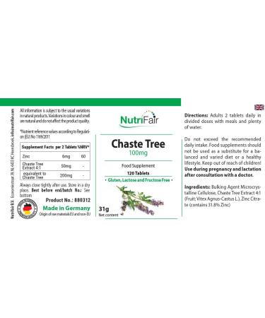 Monk pepper 100mg - Chattilier & Zinc - 120 tablets - High dosed - 100% vegan - German production & laboratory tests - NutriFair | Premium & Fair - Buy Online on GoSupps.com