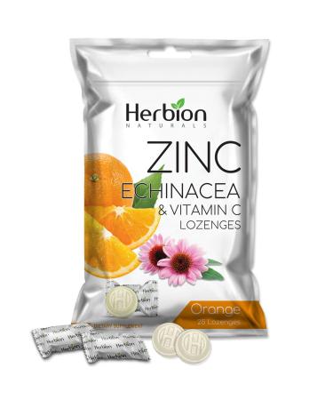 Herbion Naturals Zinc Echinacea & Vitamin C Lozenges with Natural Orange Flavor - 25 CT  Dietary Supplement  Supports Immune System  Promotes Overall Good Health for Adults and Children 5+