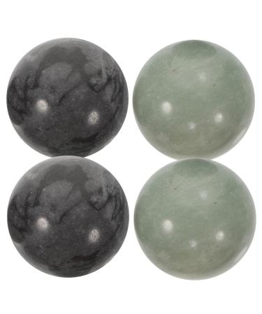 Supvox Marble Handballs - Health Exercise Baoding Balls - Natural Stone Crafts For Keyhole Relaxation Fingers - 2 Sets